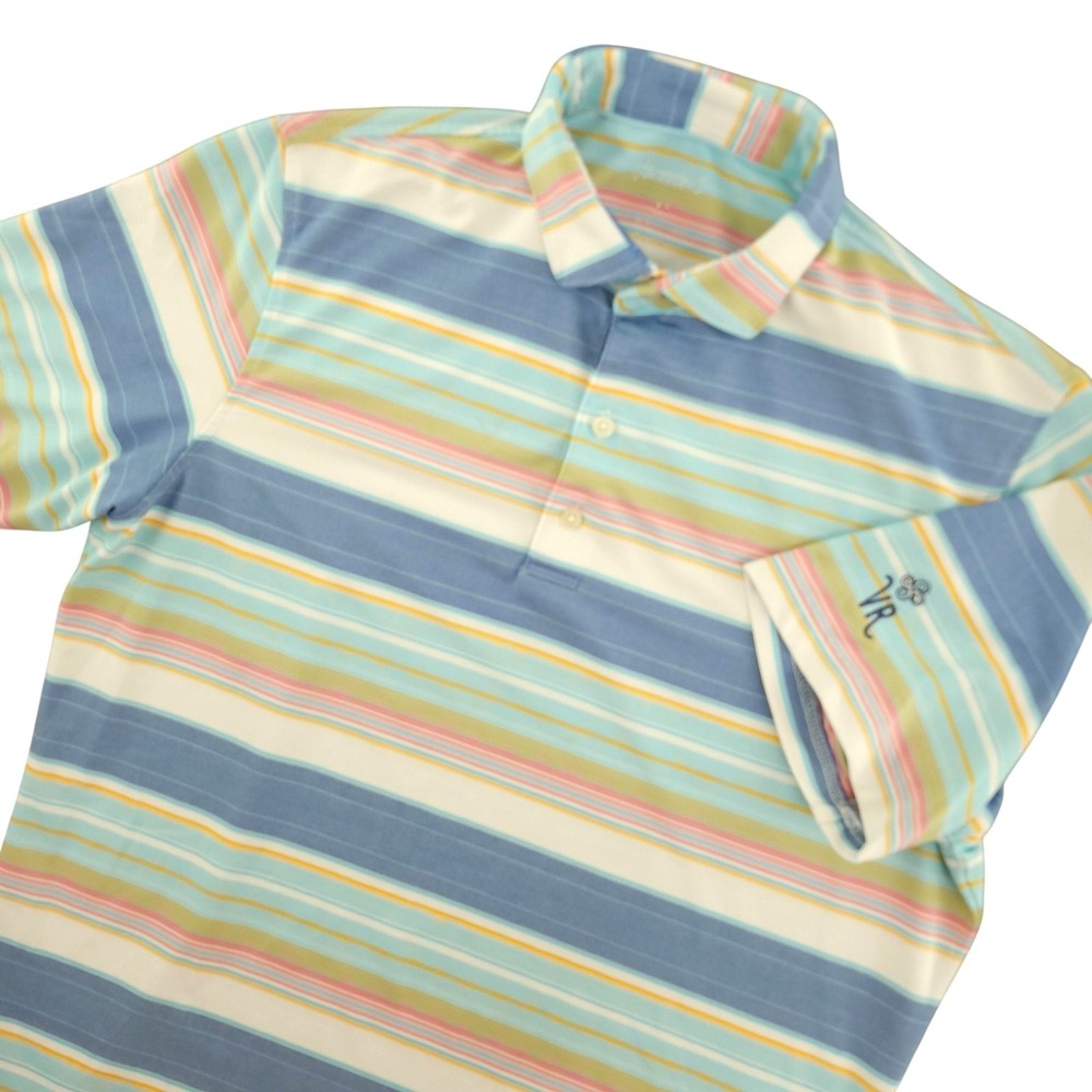Johnnie-O Polo Shirt Mens M Multicolor Pastel Stripe Casual Summer Lightweight
